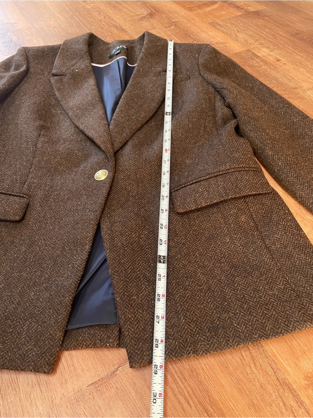 J Crew Womens Willa Wool Blazer Size 12 Brown Gold Buttons Academia Preppy # - Picture 10 of 12
